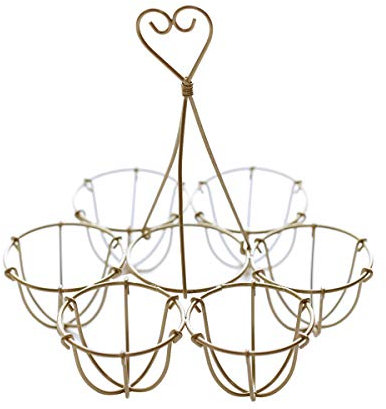 TentHome Boite Oeuf Panier d’Oeuf Vintage Porte-Oeufs Fil Métal Plateau pour 6 Oeufs Pâques Décoration Cuisine (or antique mat)