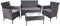 Mendler Poly-Rattan Garten-Garnitur HWC-D82, Sitzgruppe Lounge-Set - schwarz mit Kissen anthrazit