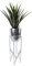 Leaf Tall Metal Plant Stand with Planter, Silver With Yukka Plant, 90cm