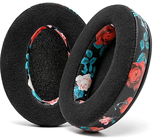 WC PadZ Velour – Ultimativen Ohrpolster von Wicked Cushions – Kompatibel mit Audio Technica, HyperX, SteelSeries Arctis & mehr – Extra dick – Große Öffnung – Weicher Memory Foam | Schwarz Floral