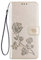 WEIOU para Xiaomi Poco X3 NFC/Poco X3 Pro Funda, Flip Estampado de Rosas Carcasa Magnética con Soporte y Cartera para Tarjetas, Premium PU/TPU Cuero Case Billetera. Oro