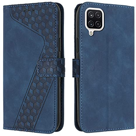 OKZone Cover per Samsung Galaxy A12/M12, Custodia in Pelle Samsung A12 4G/M12 4G/F12 4G, Cover a Libro Galaxy A12 4G/M12 4G/F12 4G Magnetica Portafoglio Folio PFlip Caso con Wallet Case Cover (Blu)