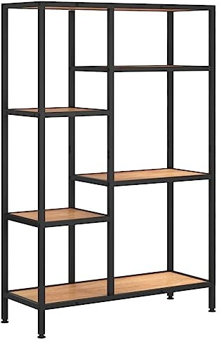 vidaXL Bücherregal Lagerregal Standregal Bücherablage Wandregal Büroregal Regal Aktenregal Holzregal 80x30x120cm Stahl Holzwerkstoff