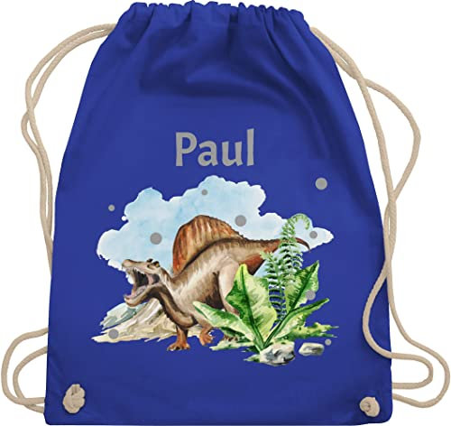 Turnbeutel Rucksack - Dinosaurier Geschenk Dino Geschenke Dinos I - Unisize - Royalblau - personalisierter beutel kindergarten wäschebeutel kita tier name turnsack sportbeutel baumwolle kinder