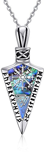 CUPENDA Wikinger Kompass Halskette aus Sterling Silber Pfeilspitze Gungnir Speer Anhänger Odin Schmuck für Damen
