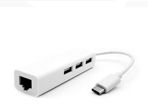 JJ-Shop24 Adaptateur USB C vers 3 USB A et RJ45 Ethernet LAN Adaptateur Hub Câble Mac USB-C Réseau