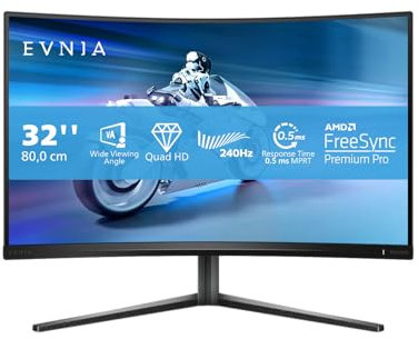Philips Evnia 32M2C5500W - 32 Zoll QHD Curved Gaming Monitor, 0,5 ms MPRT, 240 Hz, FreeSync Prem. Pro., HDR400 (2560x1440, HDMI, DisplayPort, USB Hub) grau