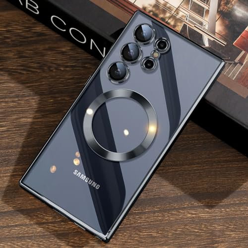 JUESHITUO für Samsung Galaxy S24 Ultra Hülle für MagSafe (Mit Integrierter Kameraschutz) [TOP N56 Starke Magnete] Handyhülle Samsung S24 Ultra 5G Cover für Frauen Galaxy S24 Ultra Case Titan Schwarz