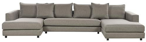 Wohnlandschaft Sofa Stoff beige Taupe 5-Sitzer U-Form modern gepolstert Lilviken
