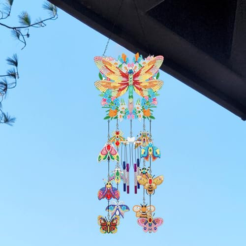 HIQE-FL DIY Diamond Painting Sonnenfänger Windspiele set,Diamond Painting Windspiel,Diamant Malerei Sonnenfänger Windspiel set,Rotierender Windspiel Bastelset für Home Garten Fenster Dekor.