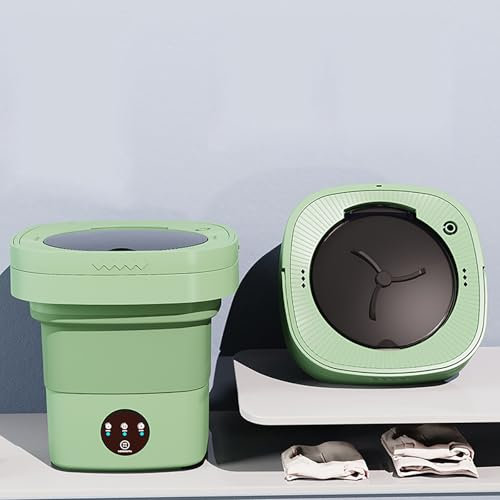 xixibuy Mini lavadora portatil con centrifugado, Lavadora pequeña para Ropa de Bebé, Ropa Interior o Artículos Pequeños, Dormitorio, Camping(EU-plug)(8L-verde)