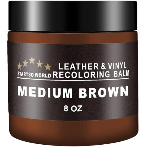 STARTSO WORLD Leder Reparatur Set Medium Braun, Leder-Reparatur-Set für Möbel, Lederfarbauffrischer für Sofas, Lederfarbe, Reparatur,Wiederherstellung und Erneuerung von altem,verblasstem Leder 200ML