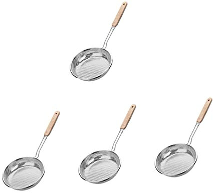 4pcs Stainless Steel Fence Plastic Scoop Stainless Steel Spoon Food Strainers China Cap Strainer Jar with Extra Fine Mesh Strainer Stainless Steel Practical Slotted Spoons Hollow Basket (As Shown)