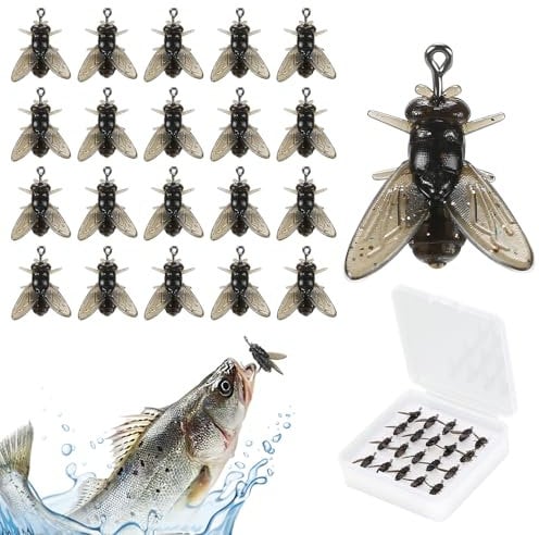 20pcs Bionic Fly Fishing Bait-The Fly,Reusable Fly Fishing Flies,Fly Fishing-Accessories,Silicone Artificial Bionic-Fishing Lures With Sharpened Hook