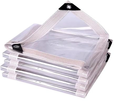 380g/m² Bâche Transparente avec Oeillets Bâche Imperméable en Tissu 0.3mm Epaisse, pour Jardin, Piscine, Balcon, Toit, Pergola(3x4m)