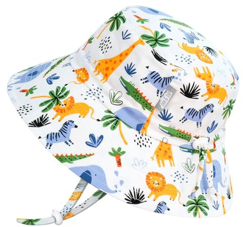 Jan & Jul Jungen Baumwoll-Bucket Hat, Verstellbarer Sonnenhut mit 50+ UPF für Babys und Kleinkinder (M: 6-24 Monate, Safari)
