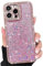 NITITOP Compatible with iPhone 12 Pro Max Case Glitter Sparkly Sequin Design for Girls Women Luxury Bling Crystal Diamond Frame Full Camera Protection Shockproof Protective Phone Cover - Pink