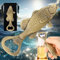 LKKCHER Bass Beer Bottle Opener, Fishing Gifts for Fisherman, Bass Fish Decoration, Birthday Fathers Day Christmas Gifts for Men Women Dad Fisherman, Bronze Beer Accessories with Bag