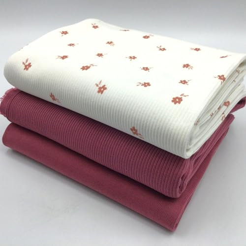 Die Stofftante Jersey-Paket Ribstrick Jersey | Rippenjersey | schmale Rippen | | Ökotex (Ditsy Flower)