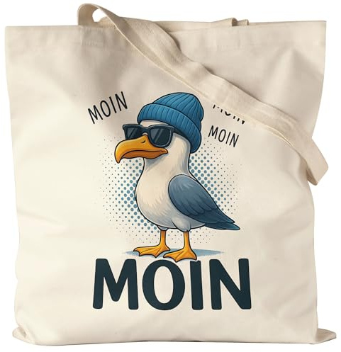 Hey!Print Moin Möwe Tragetasche – Maritime Stofftasche für Hamburg Nordsee und Sylt Fans