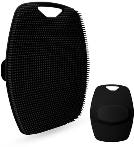 UBRAVE Spazzola Corpo Silicone | Esfoliazione Delicata | Spugna Scrub Corpo | Setole Morbide | Luffa in Silicone per Adulti e Bambini | Perfetto per Tutti i Tipi di Pelle | Nero