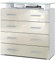Vladon Sideboard Pavos V2, Kommode mit 4 Schubladen und Glasablage, Weiß matt/Creme Hochglanz (76 x 81 x 35 cm)