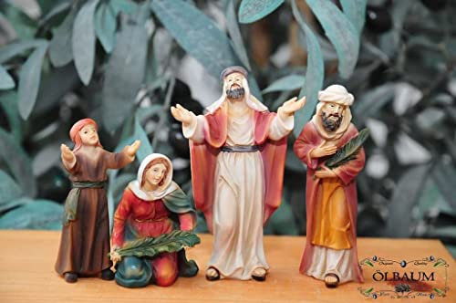 ÖLBAUM Krippenfiguren-Zubehörset: 4-TLG.Zusatzfiguren-Set, Jubelndes Volk heißt Jesus den König der Juden willkommen Mk 11,1-11,- Passion Christi - für 9-10 cm Figuren