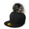Damen Herren Unisex Snap Back Cap Große Pelz Bommel Pom Pom Mütze Baseball Hat Party Festival Spaß (Black) MFAZ Morefaz Ltd