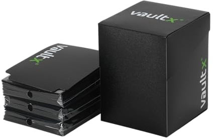 Vault X Trading Card Deckbox und 150 Schwarze Kartenhüllen, passend für 100+ Karten mit Hüllen, Großes Standardformat, Kartenaufbewahrungsbox, für MTG Commander Spiel, TCG (Schwarz)