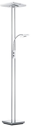 Reality Leuchten Stehleuchte Avignon R42782106, Metall chromfarbig, Acryl weiß, inkl. 20 Watt + 4,5 Watt LED R42782106 Avignon Fluter Kopf Eckig 36.0 x 28.5 x 180.0 cm