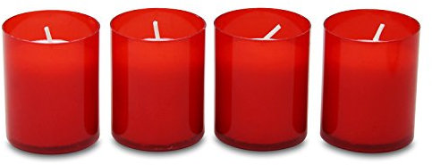25er Pack Grablichter Brenner Nr. 2 mit roter, leicht transparenter Hülle für Glasgrablampen (25 x 4 Stück), Grablicht, Grabkerze, Grableuchte, Grablaterne, Grabschmuck, Trauerlicht, Gedenkkerze