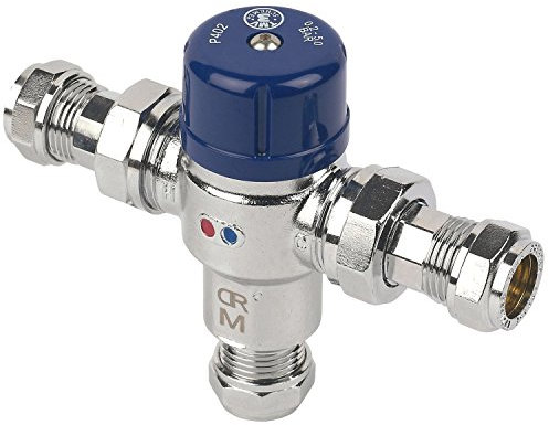 Genuine Solid Brass TMV 3/2 CP Thermostatic Mixing Blending Valve | Hot & Cold Water Mixing Valve | Basin Thermostat Control for Bathroom, Kitchen - 15mm