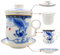 Hollihi Porzellan Teetasse mit Deckel und Untersetzer und Innensieb - Chinesische Jingdezhen-Keramik-Kaffeetasse, Teetasse Teezubereitung mit losen Blättern für das Heimbüro