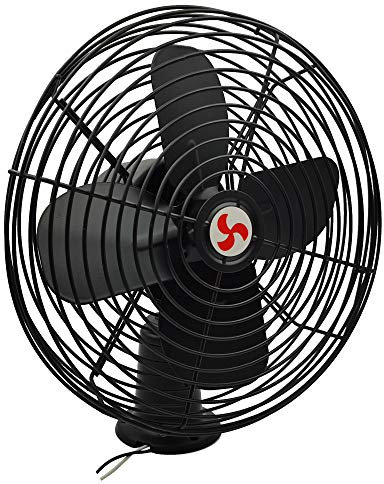 Maichis Heavy Duty All Metal 12V Car Fan, 8inch fan blade with Black Finished and 2 Speed Switch, Ventilation Electrical Cooling Air Metal Fan for Cars, Trucks, RV, Delivery Vehicle, Bus, Van