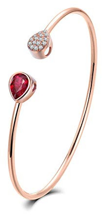 Daesar Echt Rotgold 750 Damen Armband Tropfen Rubin 0.875ct, Armreifen Hochzeit Vintage Bettelarmband