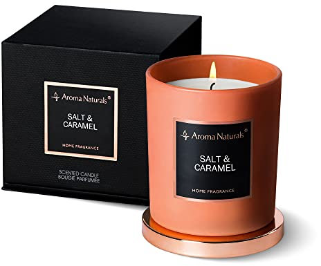 Aroma Naturals Luxus-Kerzen, natürliches Sojawachs-Duftkerzen, Raumduft, Dekor-Geschenk, 35 Stunden Brenndauer (Salz & Karamell)