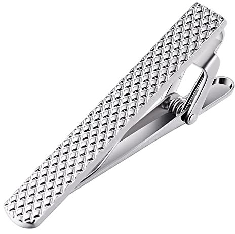 Musihy Krawattenklammer Vintage, Rechteckiges Rautenmuster Krawattennadel Personalisiert aus Silber Edelstahl Bruder Geschenk