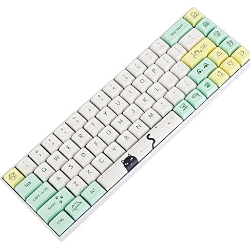 Ussixchare XDA Keycaps PBT Cute Gaming keycaps Set 135-Key Japanese Anime keycaps Dye-Sub ANSI ISO Layout for MX Keyboard (Strange cat)