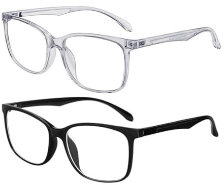 Hunsquer - Mens Blue Light Blocking Glasses for Women, Black+Clear, One Size