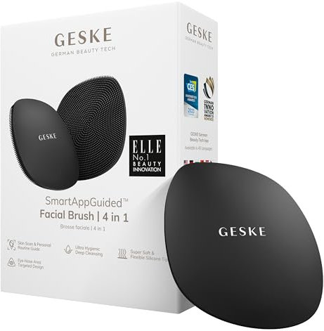 GESKE | Spazzola per il viso SmartAppGuided™ 4 in 1 | Spazzola per la pulizia del viso | Spazzola morbida in silicone | Pulizia del viso professionale | Pulizia della pelle