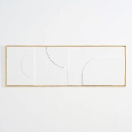Wabi Home - Della Picture, White, Sand Texture | Natural Wood Frame | 90 x 35 x 3 cm