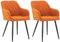 CLP 2er Set Esszimmerstuhl Shila I Bezug Stoff Oder Samt I Polsterstuhl mit Armlehnen, Farbe:orange, Material:Stoff