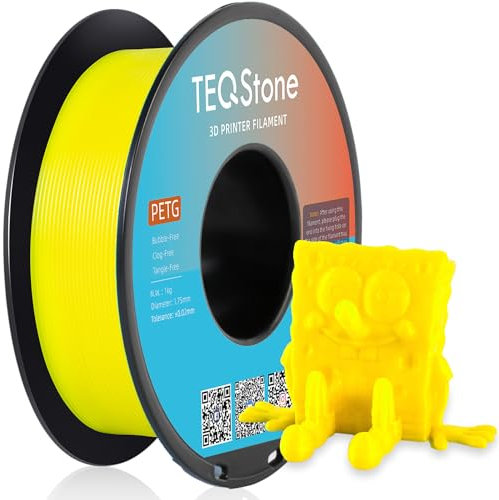 TEQStone PETG Filament 1.75mm Gelb 1KG, Maßhaltigkeit +/-0.02mm Spule Sauber Gewickelt 3D Drucker Filament Vakuumverpackung
