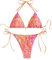 GORGLITTER Bikini Damen Set Triangel Bikini Mit Blumen Neckholder Bikini Set Boho Bikini Zweiteiler Badeanzug Bademode Rosa L