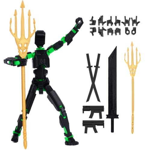 PKKP T13 Action Figure Bereits Montiert, 3D-Druck Von Beweglichen Figuren, Titan 13 Actionfigur mit 6 Waffen 6 Paar Hände, Lucky 13 Roboter-Actionfigur, Action Figures Desktop-Dekorationen (Schwarz-1)