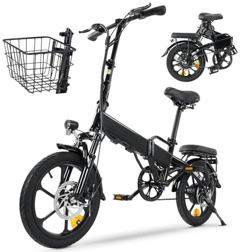Finbike E-Bike Klappbar,16 Zoll Elektrofahrrad 7.8Ah Akku Diebstahlschutz,E-Faltrad mit 2.6H Schnellladung,250W Motor,3 Fahrmodi,Sitzhöhe Verstellbar,Reichweite Max 55Km,Falt-Pedelec für Herren Damen