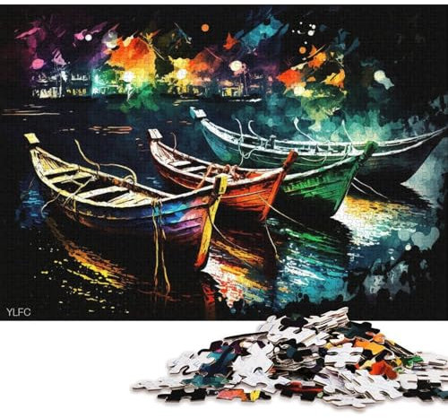 Puzzle Bunte Boote, 1000-teiliges Puzzle für Erwachsene, Holzpuzzle für Erwachsene und Kinder ab 12 Jahren, Lernspiele für zu Hause, DIY-Spielzeug (Größe 75 * 50 cm)