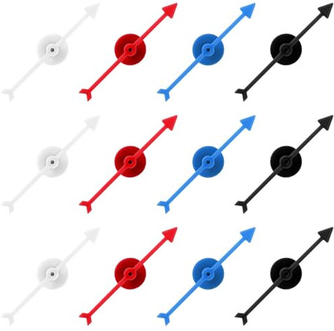 12 Stück Spiel Spinner, 4 Farben Kunststoff-Spinner Spielzeiger Zubeh?r Magnetspinner fürs Klassenzimmer Brettspiel-Spinner für Aktivit?Ten DIY-Projekte (Schwarz, Rot, Wei?, Blau)