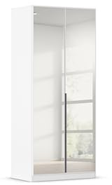 Rauch Möbel Alabama, Kleiderschrank, Farbe Weiß, Breite 91 cm | Schrank, 2-türig, mit Spiegel, Zubehör Premium, für Schlafzimmer, Kinderzimmer, Homeoffice, Gästezimmer, Garderobe, Flur