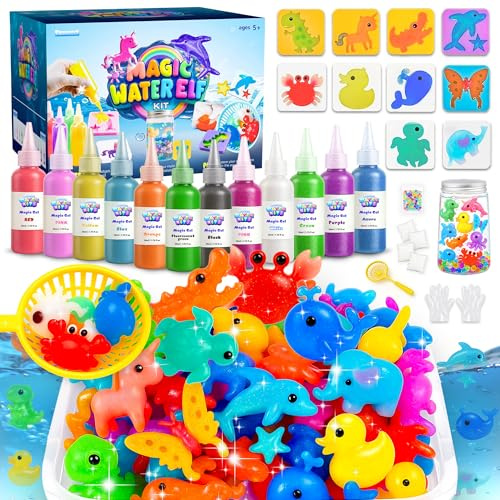 Funewest Magic Water Elf Kit, DIY Craft Kits for Kids Ages 5-10 | Craft Kits for Kids-DIY Magic Jellykins with 12 Magic Gels and 10 Animal Moulds,Gifts for Party Favors Birthdays